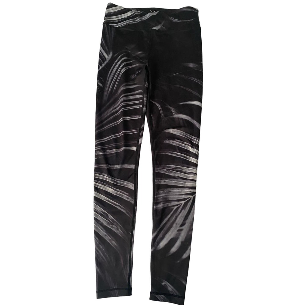 Wise Fool Leggings Black White Palms Size Medium